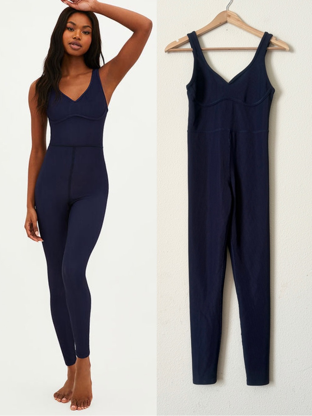 Beach Riot SMALL Rosalie navy blue fitted catsuit jumpsuit